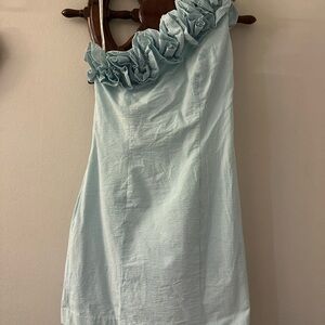 Elegant Light Blue One-Shoulder Dress